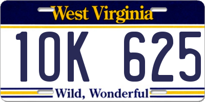 WV license plate 1OK625