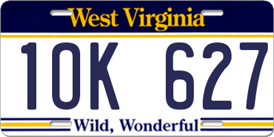 WV license plate 1OK627
