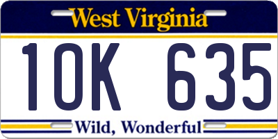 WV license plate 1OK635