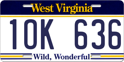 WV license plate 1OK636
