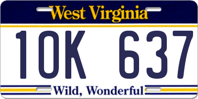 WV license plate 1OK637