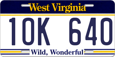 WV license plate 1OK640