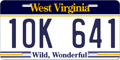 WV license plate 1OK641