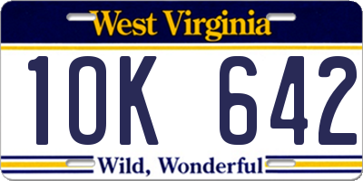 WV license plate 1OK642