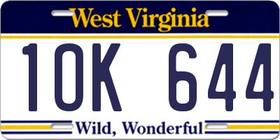 WV license plate 1OK644