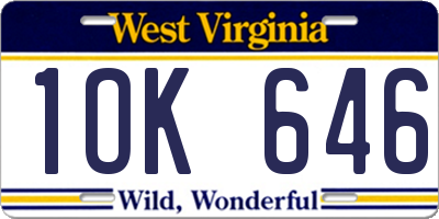 WV license plate 1OK646