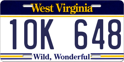 WV license plate 1OK648