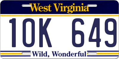 WV license plate 1OK649