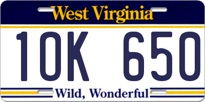 WV license plate 1OK650