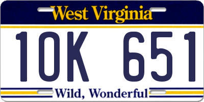 WV license plate 1OK651