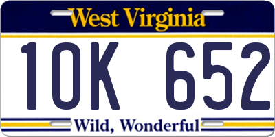 WV license plate 1OK652