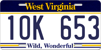 WV license plate 1OK653