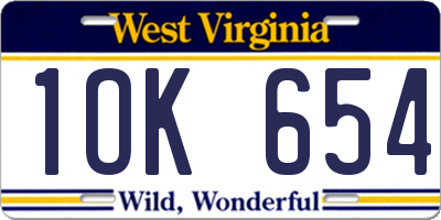WV license plate 1OK654
