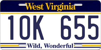 WV license plate 1OK655