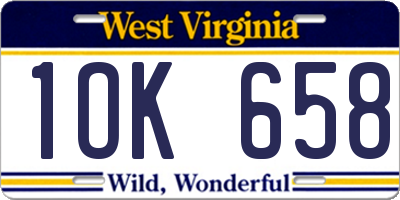 WV license plate 1OK658