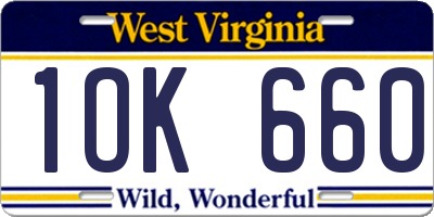 WV license plate 1OK660