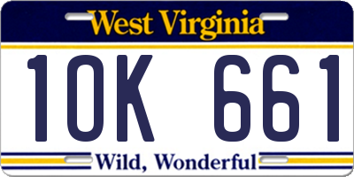 WV license plate 1OK661