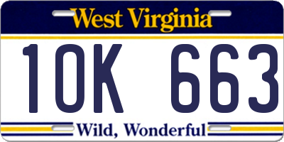 WV license plate 1OK663