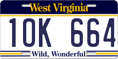 WV license plate 1OK664