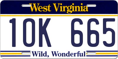 WV license plate 1OK665