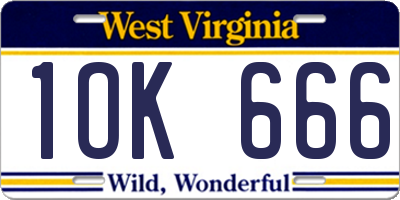WV license plate 1OK666