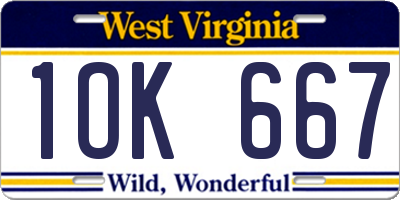 WV license plate 1OK667