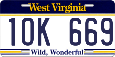 WV license plate 1OK669