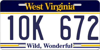 WV license plate 1OK672