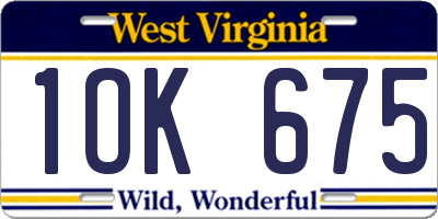 WV license plate 1OK675