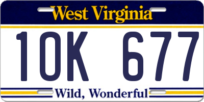 WV license plate 1OK677