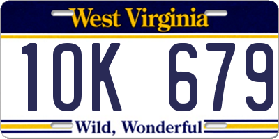 WV license plate 1OK679