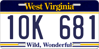 WV license plate 1OK681