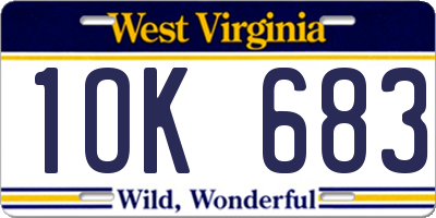 WV license plate 1OK683