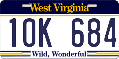 WV license plate 1OK684