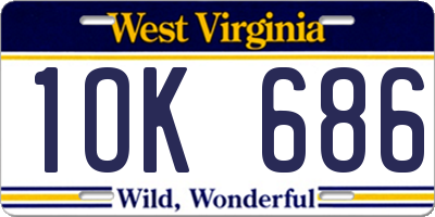 WV license plate 1OK686