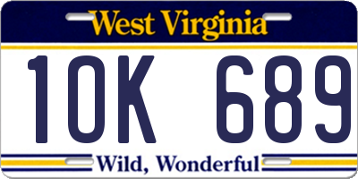 WV license plate 1OK689