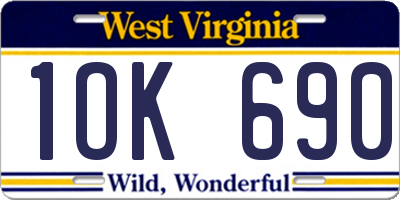 WV license plate 1OK690