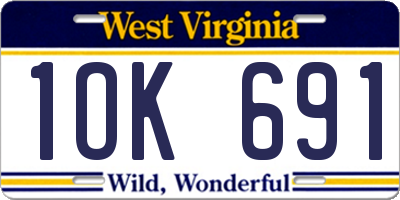 WV license plate 1OK691
