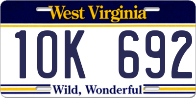 WV license plate 1OK692