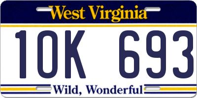 WV license plate 1OK693