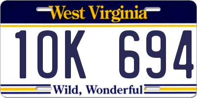 WV license plate 1OK694