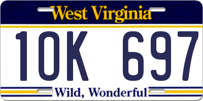 WV license plate 1OK697