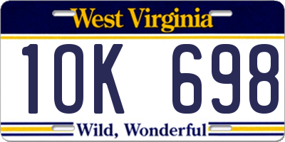 WV license plate 1OK698