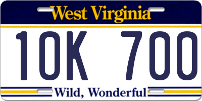 WV license plate 1OK700