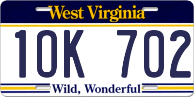 WV license plate 1OK702