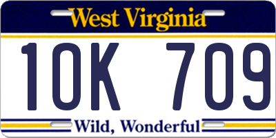 WV license plate 1OK709