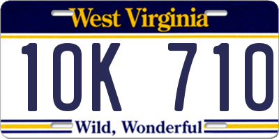 WV license plate 1OK710