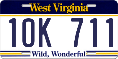 WV license plate 1OK711