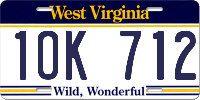 WV license plate 1OK712