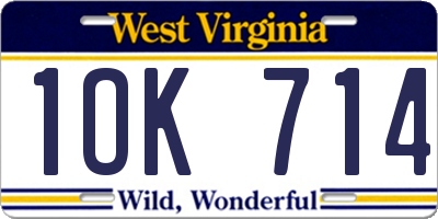 WV license plate 1OK714
